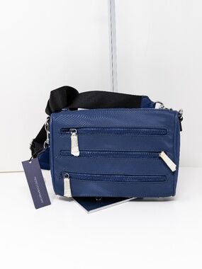 NEW Rebecca Minkoff Mini 5 Zip Nylon Crossbody Shoulder Purse Bag Navy Blue